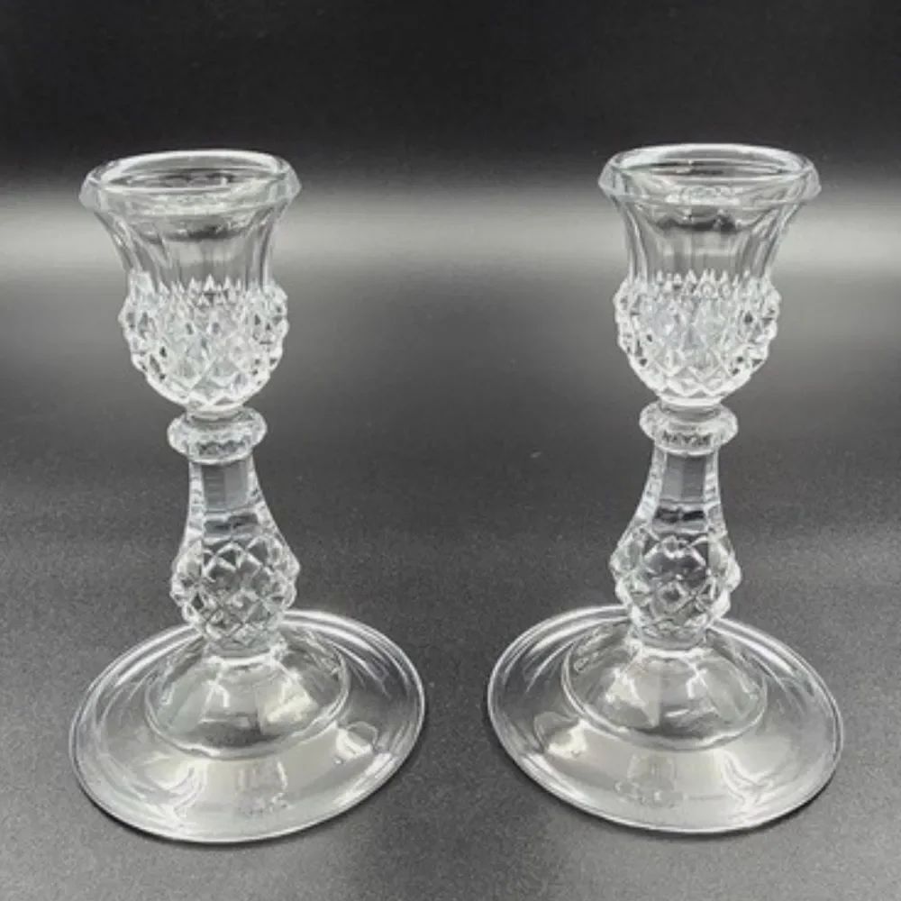 Longchamp Cristal D'Arques PatternβSet of 2 Crystal Candlesticks Made in France